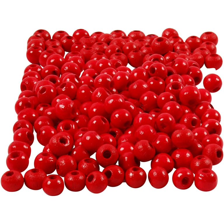 CC Houten Kralen 5 mm Rood 150 stuks