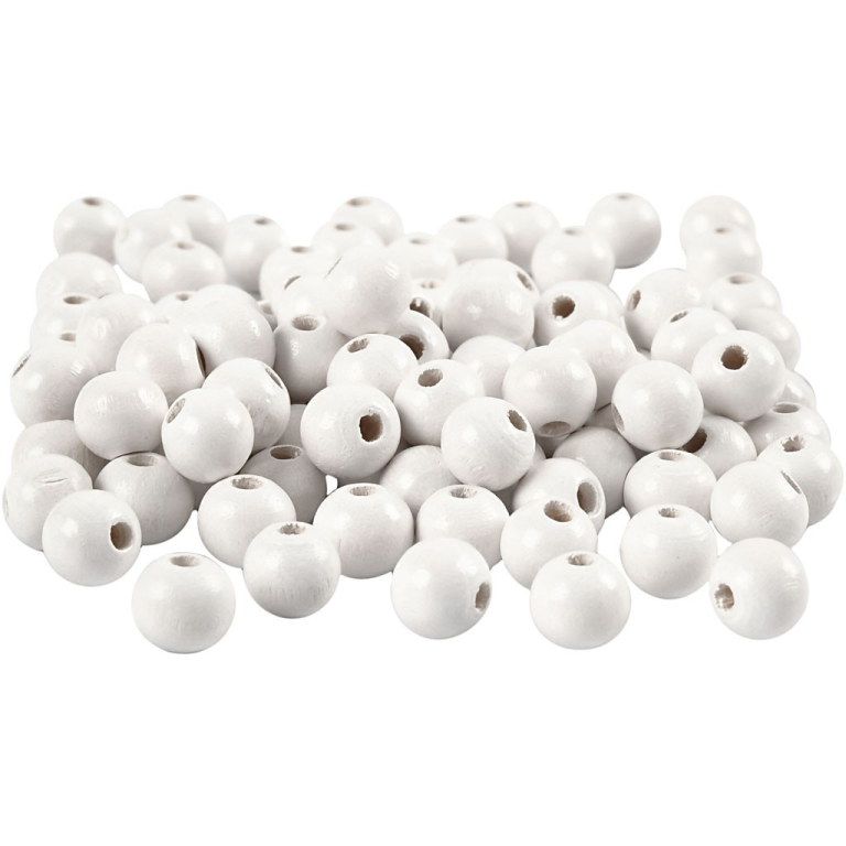 CC Houten Kralen 8 mm Wit 100 stuks