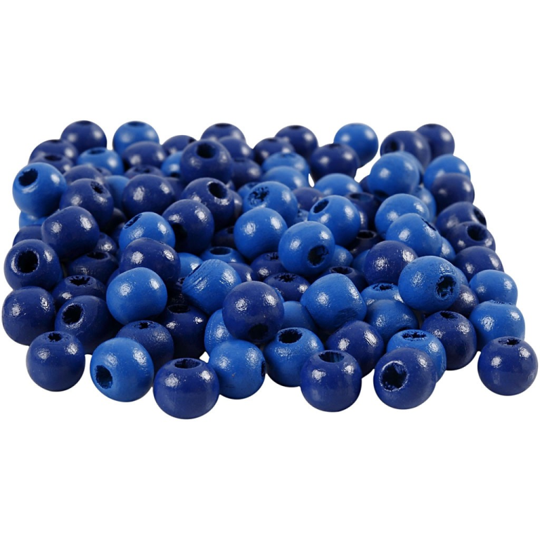 CC Houten Kralen 8 mm Blauw 100 stuks