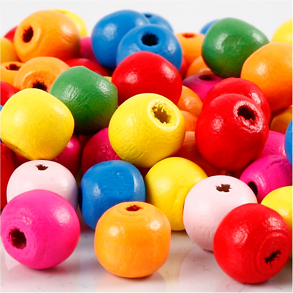 CC Wooden Beads 10mm Multimix 70 pieces