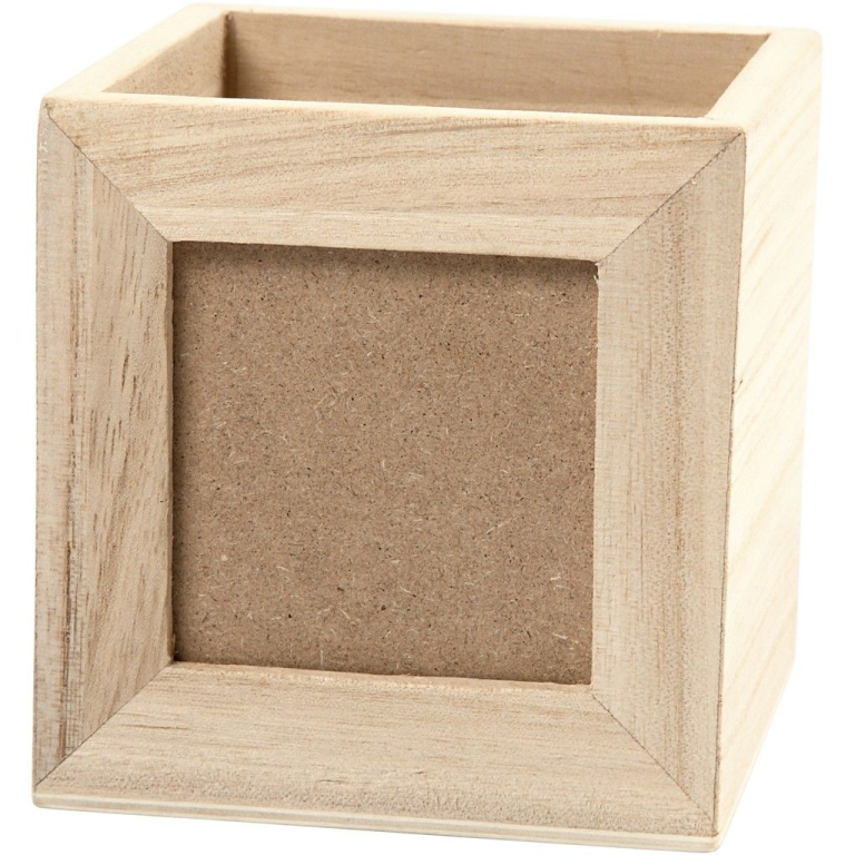 CC Houten Pennenbakje met Lijst 10x10x10 cm