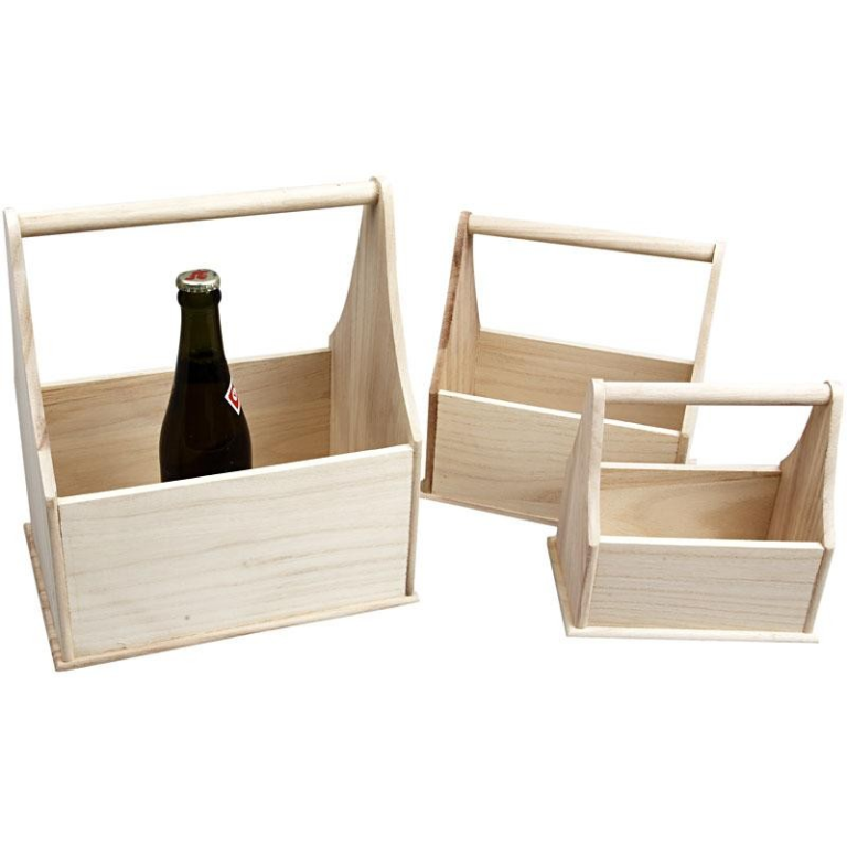 CC Houten Flessenhouder Set van 3 stuks h:16-28 cm