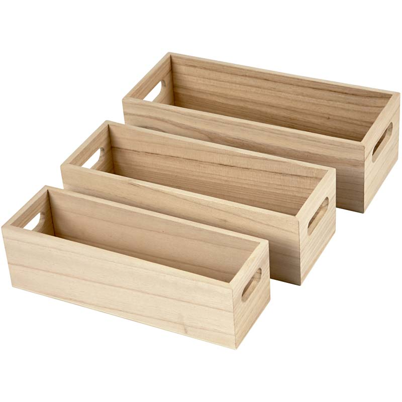 CC Wooden Storage Crates Set H:7.5-6.5 cm