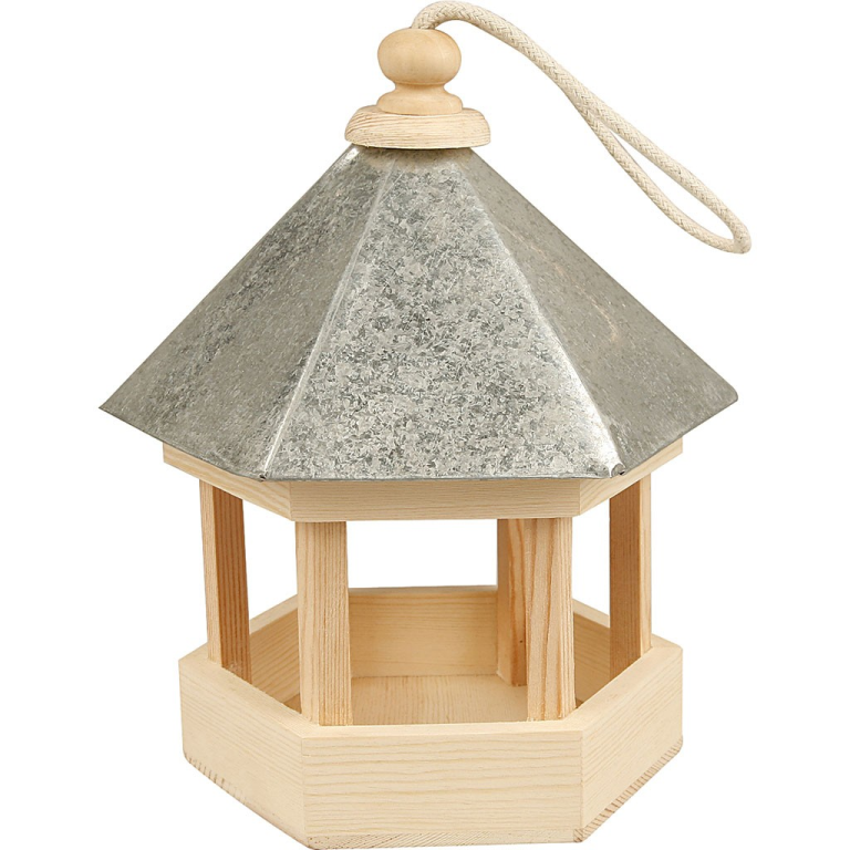 CC Houten Vogelvoederhuis met zinken dak