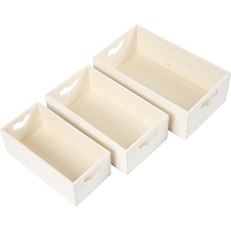 CC Holzaufbewahrungsboxen Herz Set H:6,3-5,5 cm