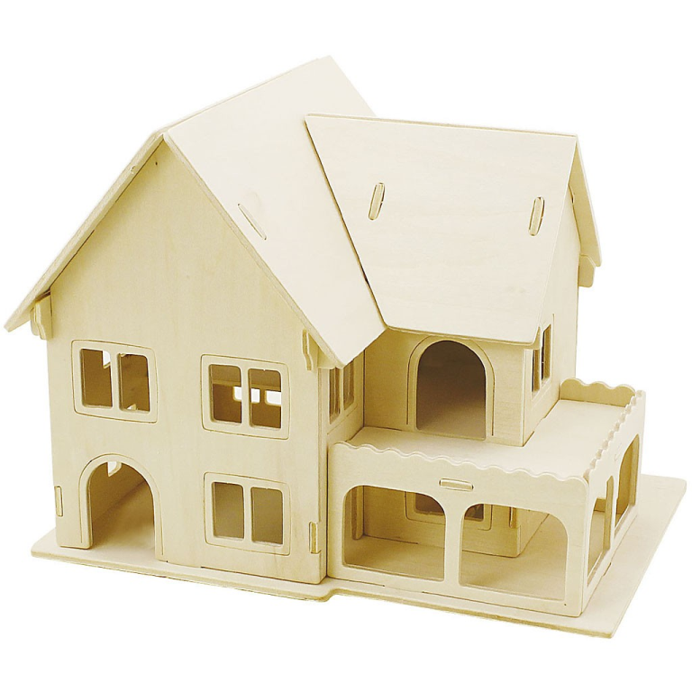 CC 3D Wooden Construction Set House - dimensions 22.5x16x17.5 cm