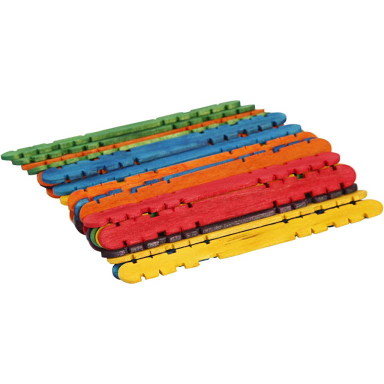 CC Constructiehoutjes Gekleurd 11,4x1 cm 30 stuks