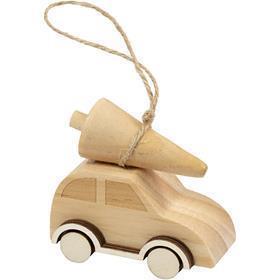 CC Hölzernes Auto mit Weihnachtsbaum