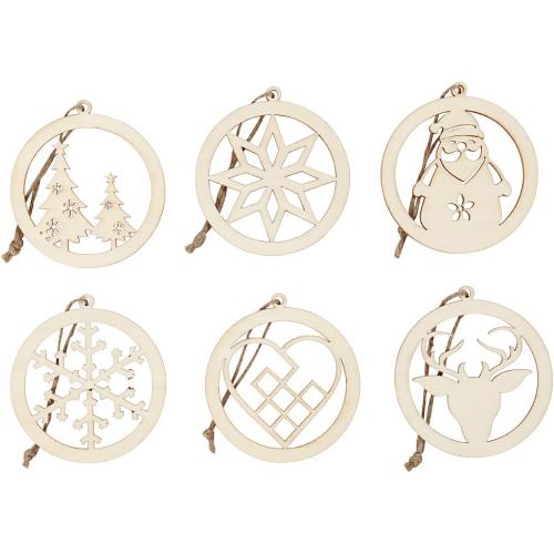 Creativ Company - CC Wooden Christmas Ornaments 8 cm 6 pcs | CheapestHobby
