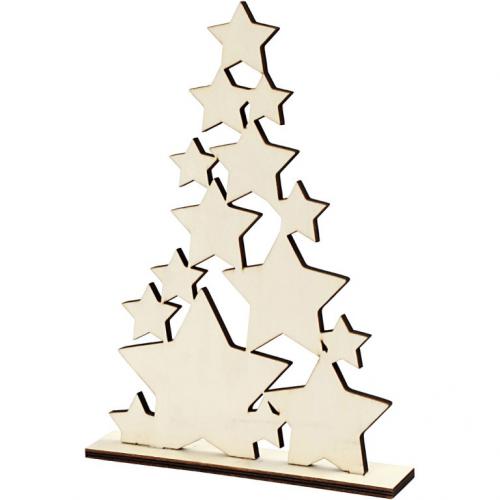 Creativ Company - CC Weihnachtsbaum aus Holz Sterne 29,8x21,5x4 cm | GoedkoopsteHobby