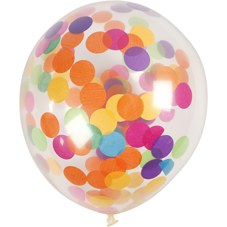 Ballonnen met Confetti 23 cm Transparant 4 stuks