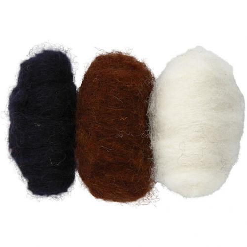 Creativ Company - CC Gekaarde Wol Set 3x10gr Natuurlijk | GoedkoopsteHobby