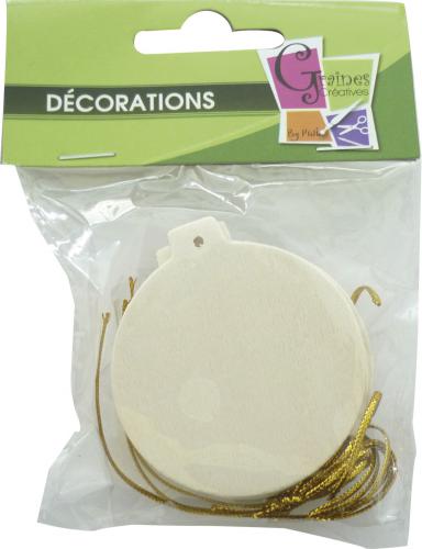 Graine Creative - GC Wooden Christmas Baubles Flat 6 cm 6 pieces | CheapestHobby