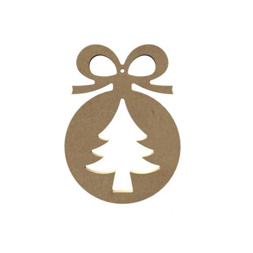 Gomille - MDF Figur Christbaumkugel mit Weihnachtsbaum 15 cm | GoedkoopsteHobby