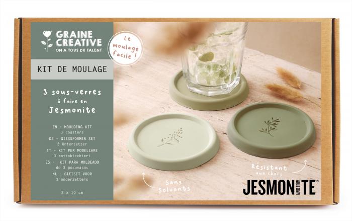 Graine Creative - GC Jesmonite DIY Kit 3 Onderzetters met Bladeren Motief | GoedkoopsteHobby