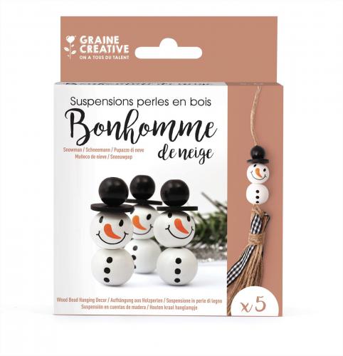 Graine Creative - GC Holzperlenanhänger-Set - Schneemann - 5 Stück | GoedkoopsteHobby