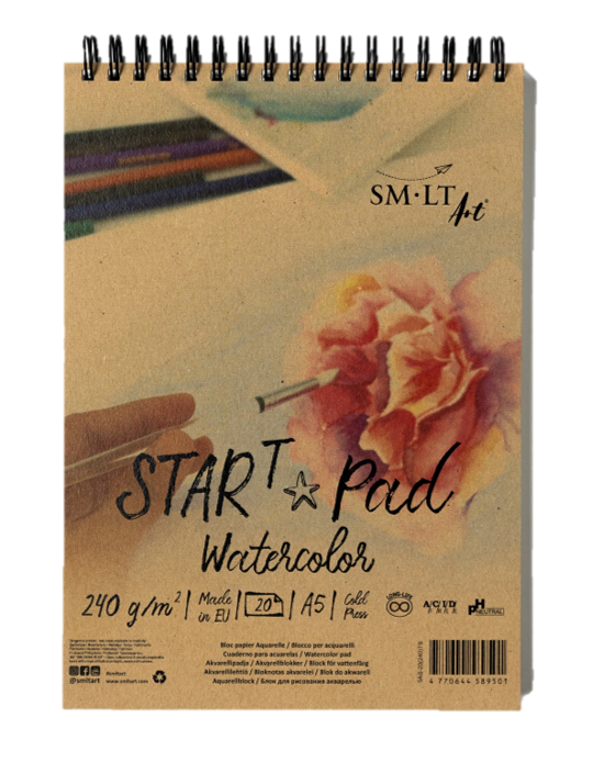 SMLT Ringband Startersblok Aquarel A5 240gr 20 vel