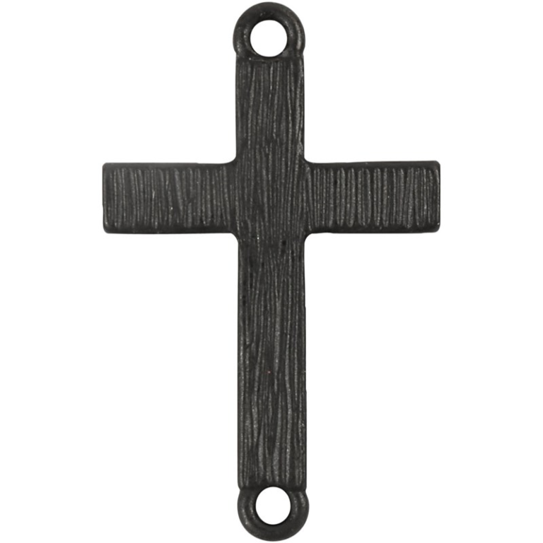 CC Metal Charms Cross 20x30 mm Black 4 pcs