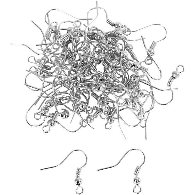 CC French Earring Hook 18mm Silver 100 pcs