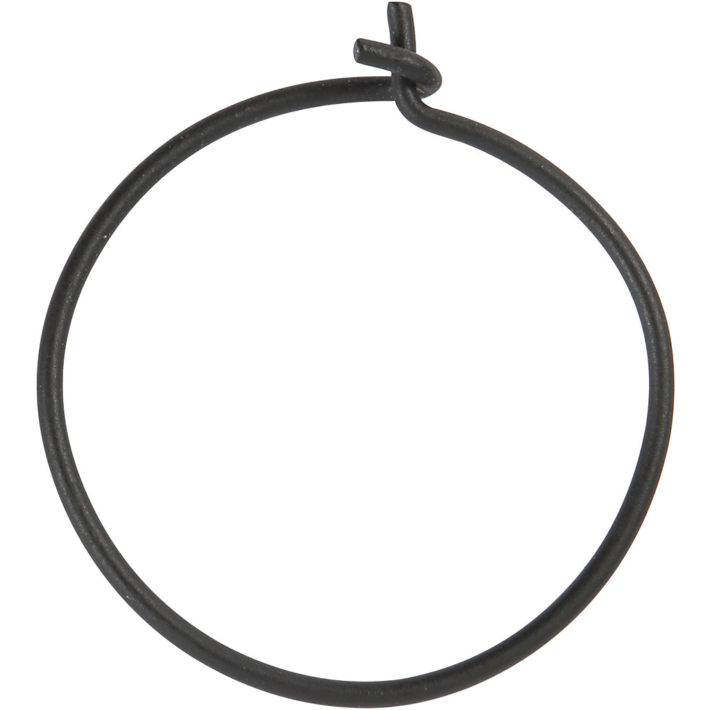 CC Earrings Round 20 mm Black 8 pieces