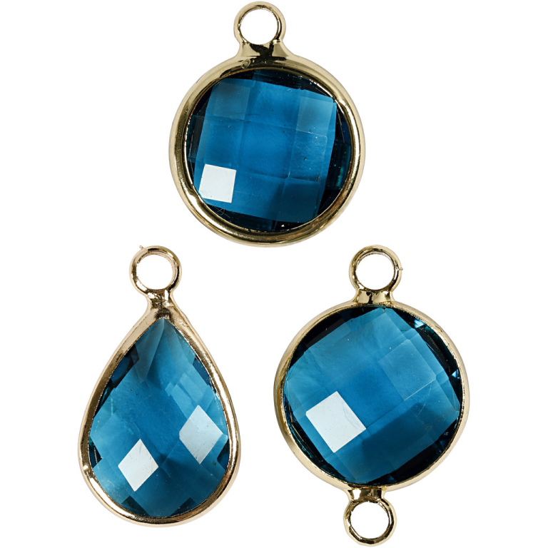 CC Sieradenhanger Cabochon Facetglas 15-20 mm Turquoise 6 stuks
