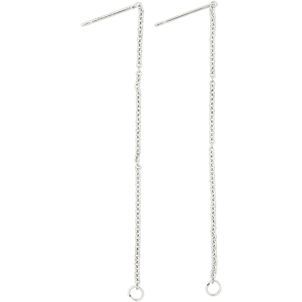 CC Ohrringe mit Kette 70 mm Silber 1 Paar