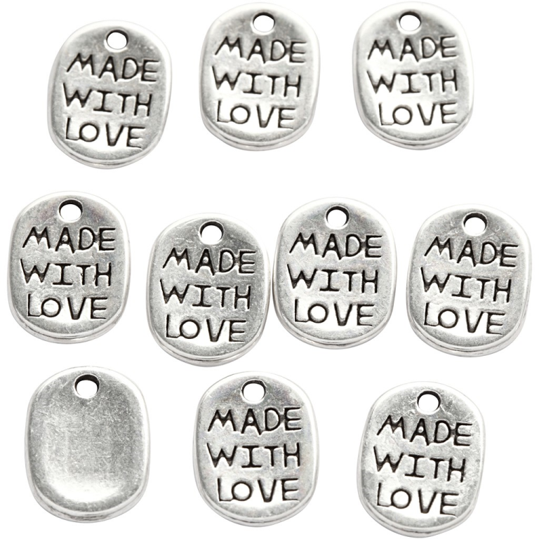 CC Jewelry Charm Made with Love 8 mm Silver 10 pieces