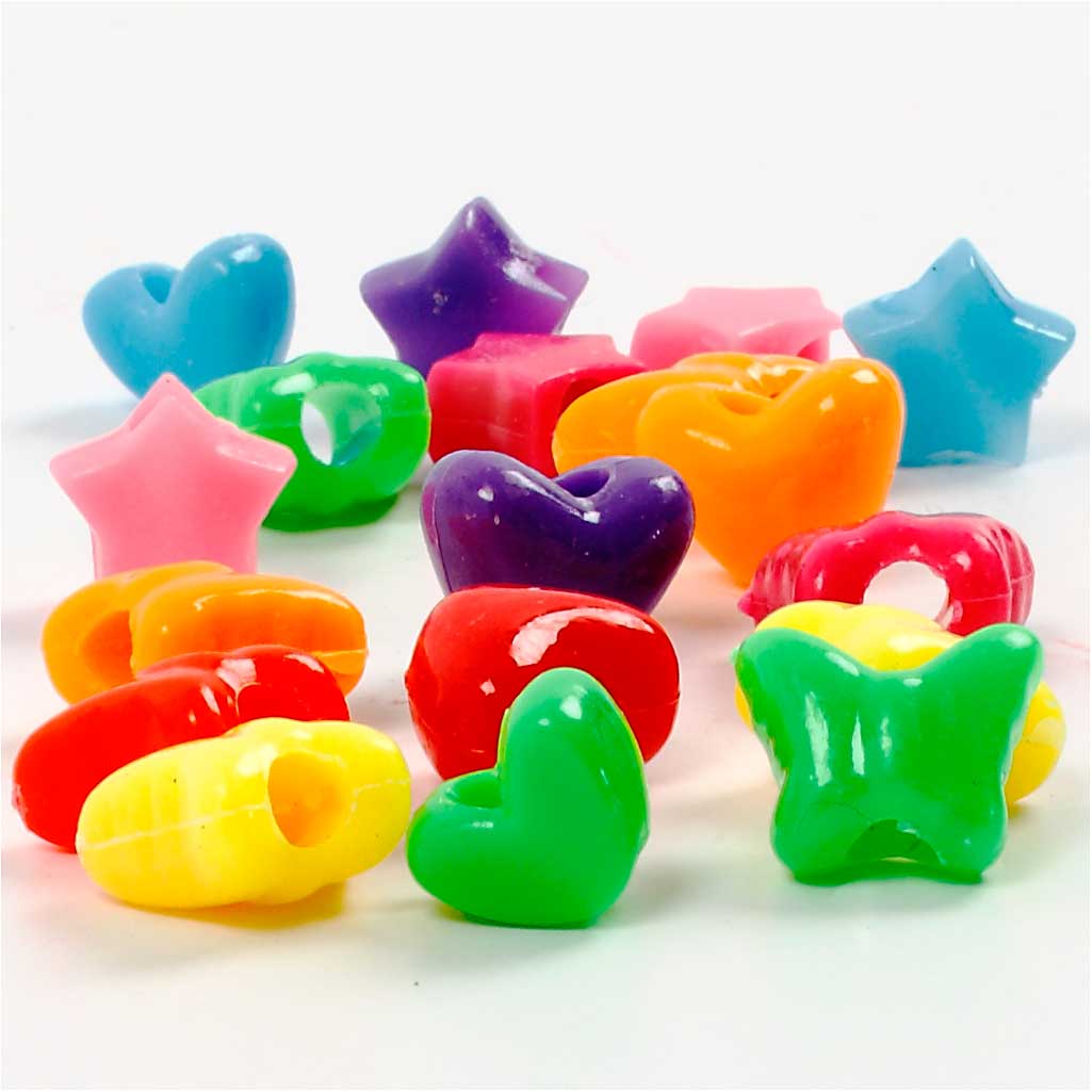 CC Plastic Kralen Figuren 10 mm Multi ca 1530 stuks