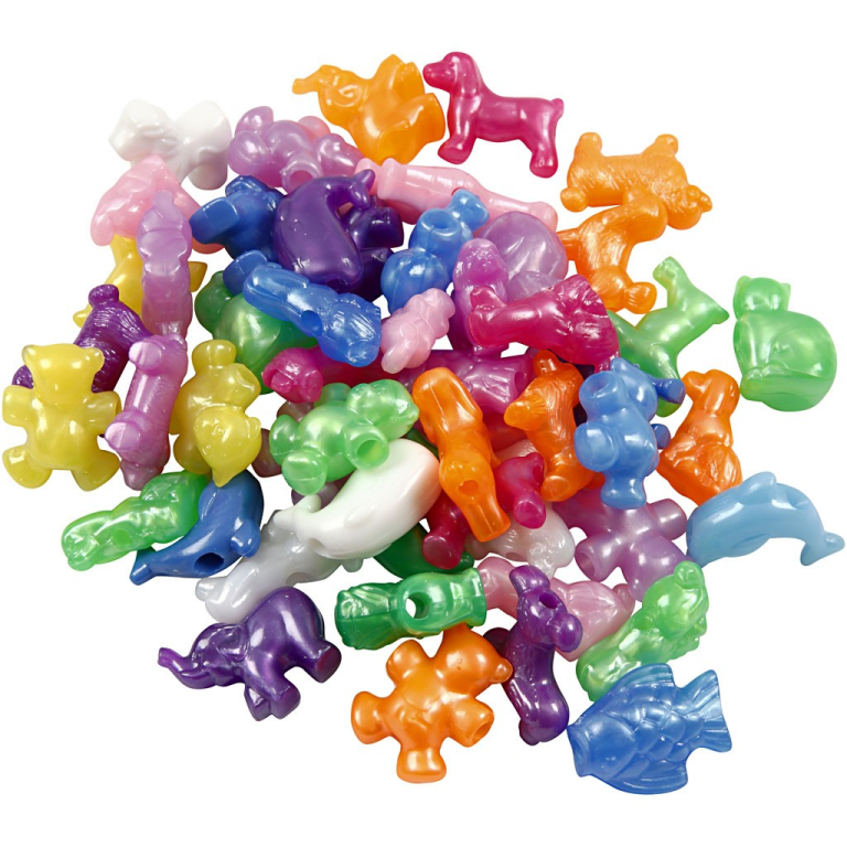 CC Plastic Kralen Dieren 25 mm Multi 55 gr