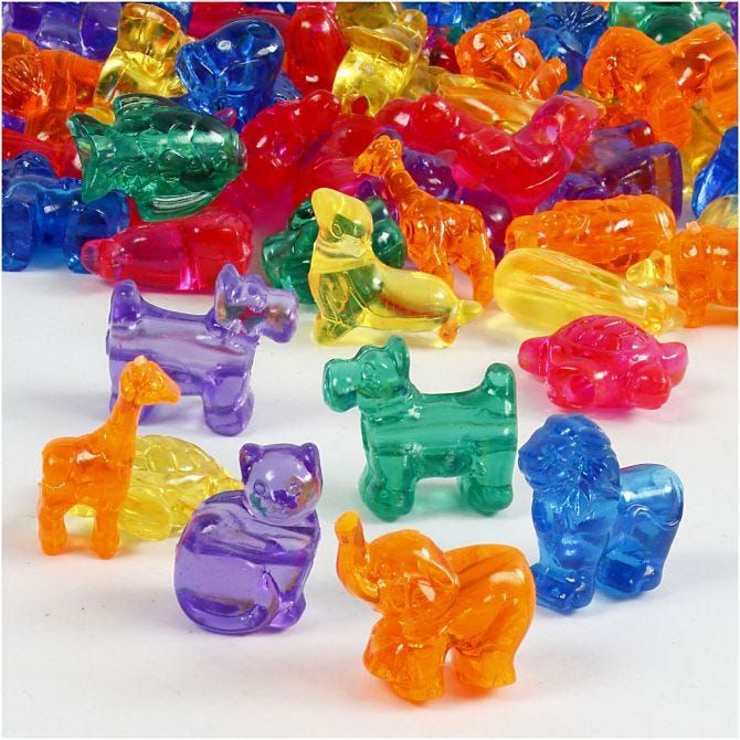 CC Plastikperlen Figuren 25 mm Multi ca. 220 Stück