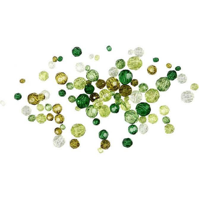 CC Plastic Faceted Bead Mix 4-12 mm Green Harmony 170 pcs
