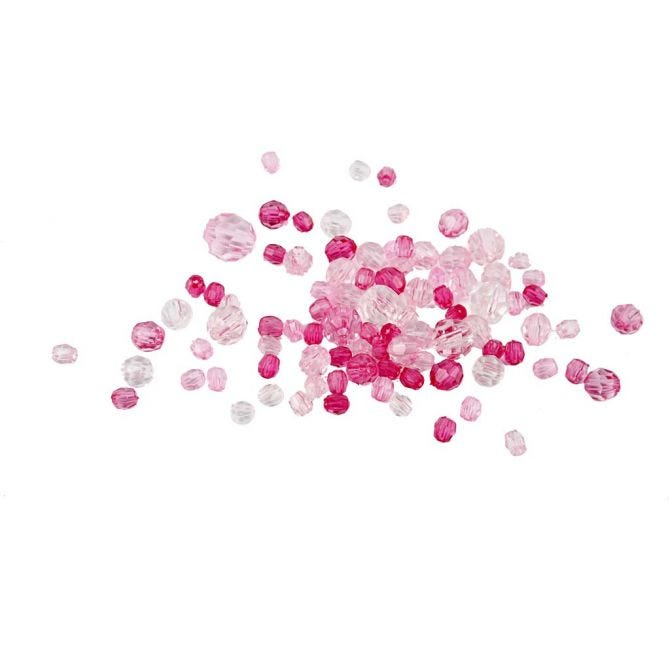 CC Plastic Faceted Bead Mix 4-12 mm Pink Harmony 170 pieces
