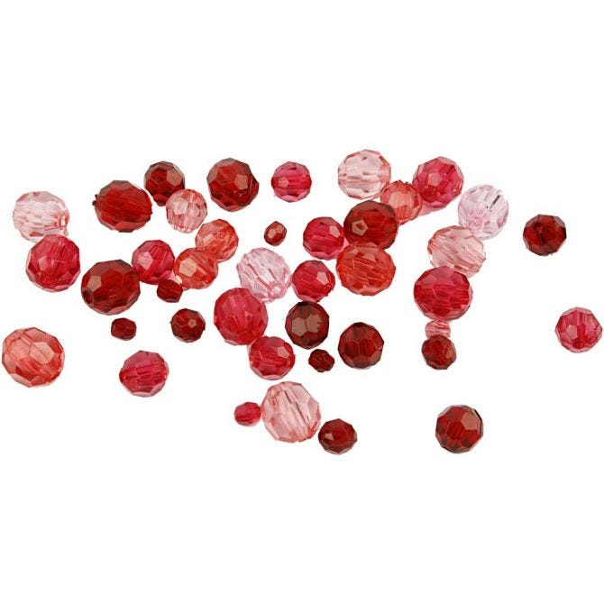 CC Plastic Faceted Bead Mix 4-12 mm Red Harmony 170 pieces