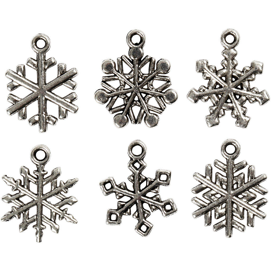 CC Jewelry Pendant Snowflake 20mm Silver 18 pieces