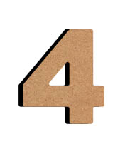 Gomille MDF Cijfer 4 8 cm