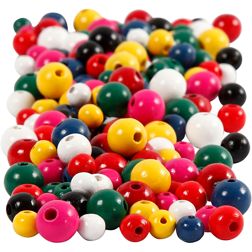 CC Houten Kralen 12 mm Multimix ca 540 stuks diverse kleuren