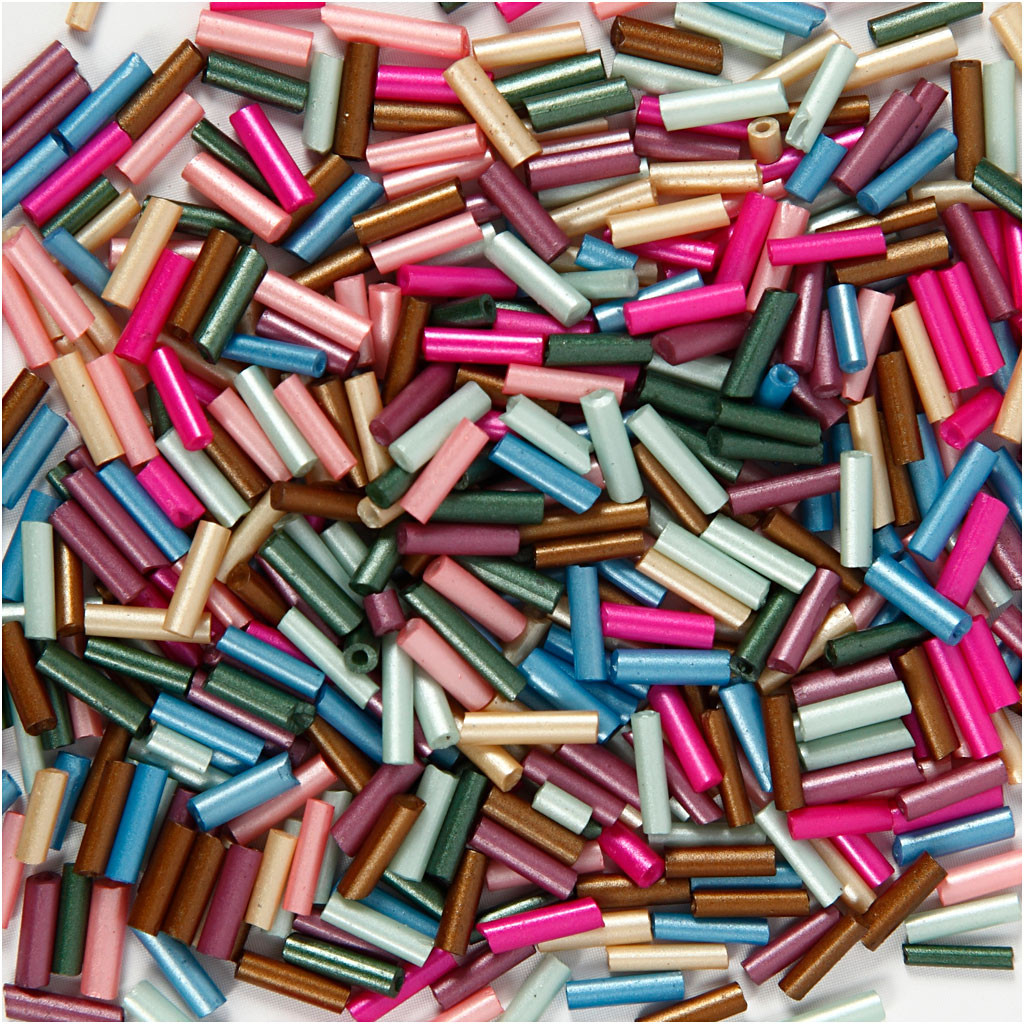 CC Glasperlen Länglich 6 mm Metallicfarben 130 gr