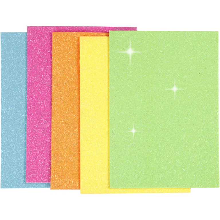 CC EVA-Schaum Glitzer Neon A5 2mm 5 Blatt