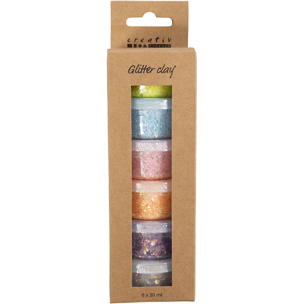 CC Glitter Clay 6x20 ml Pastelkleuren