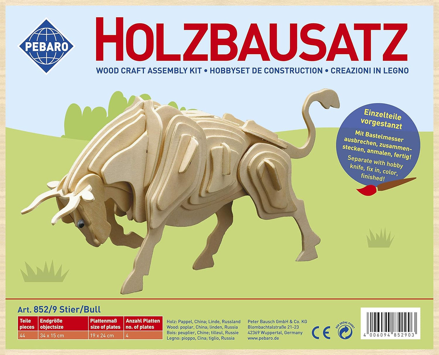 Pebaro Houten Bouwset Stier