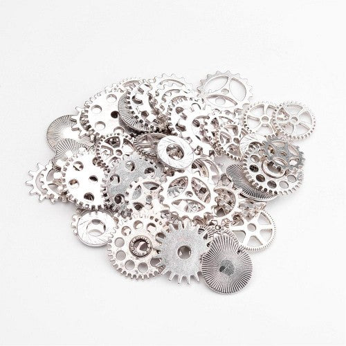 Afwerking Steampunk Gears Zilverkleur - Boetseerklei Accessoires