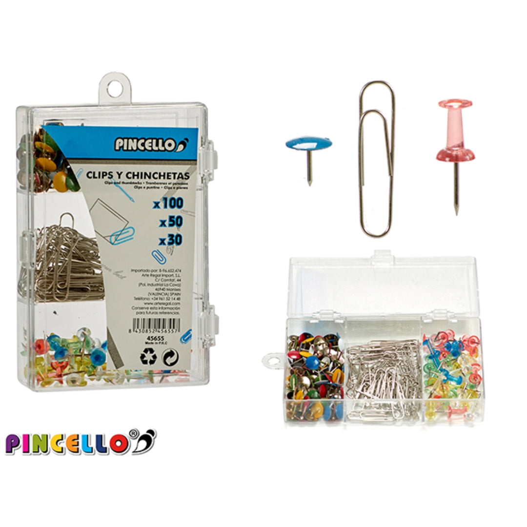 Pincello Reißzwecken- und Büroklammern-Set