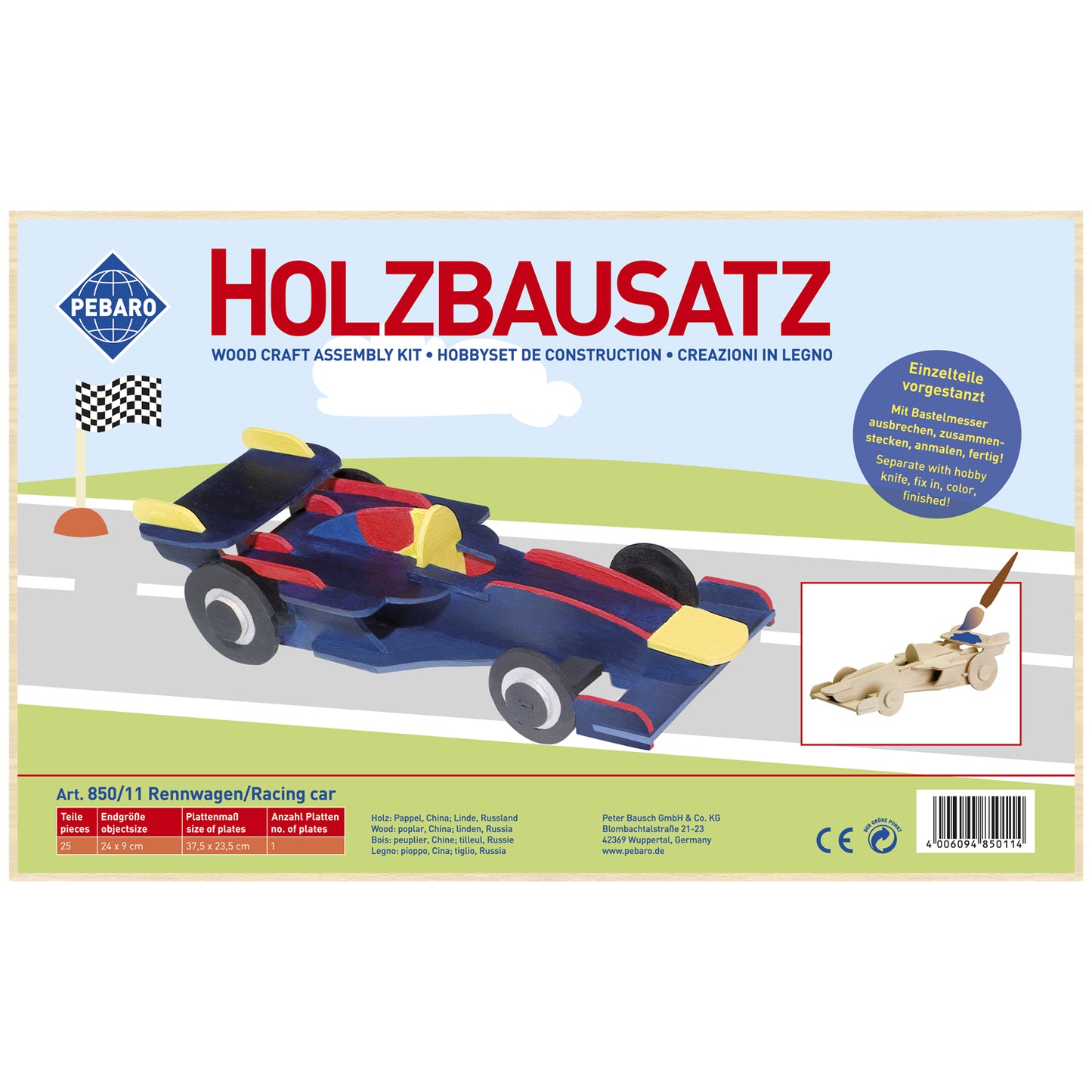 Pebaro Houten Bouwset Race Auto