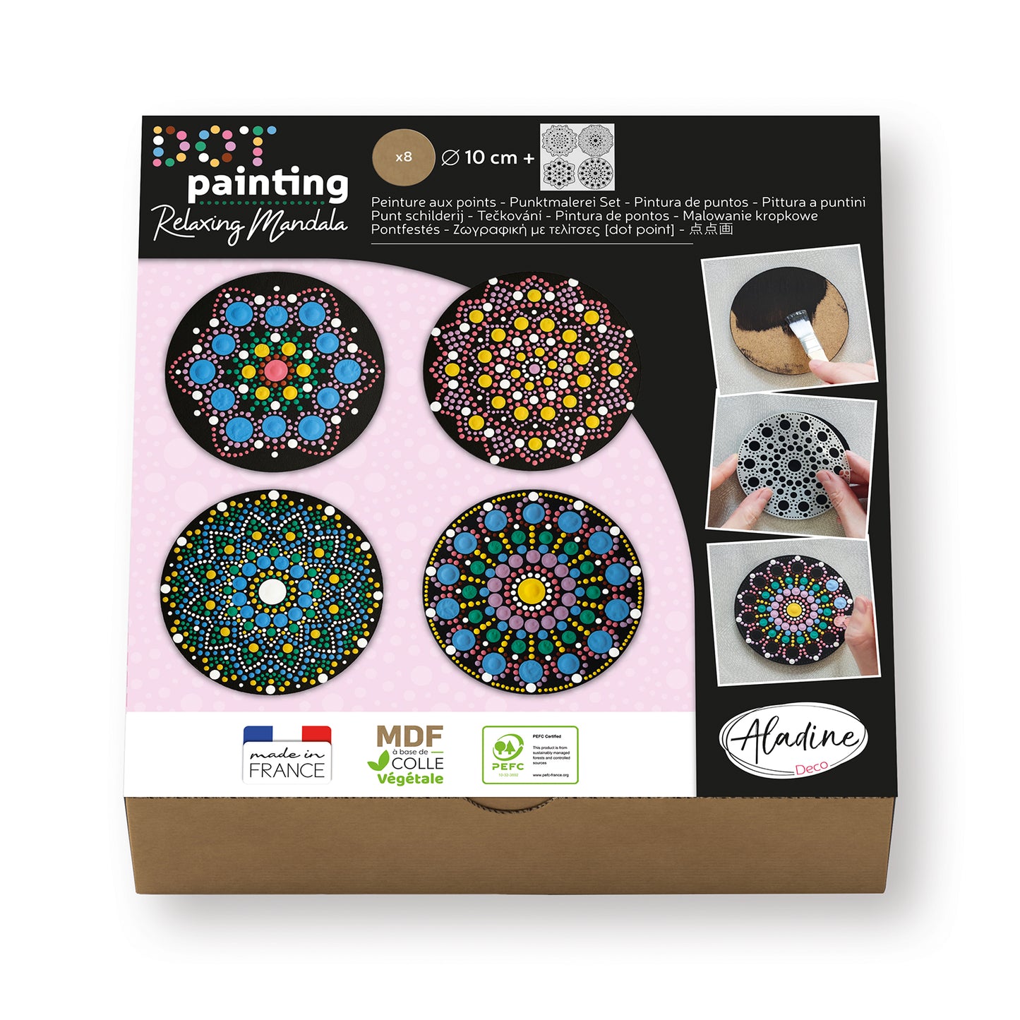 Aladine Dot Painting Set 8 Untersetzer 10cm