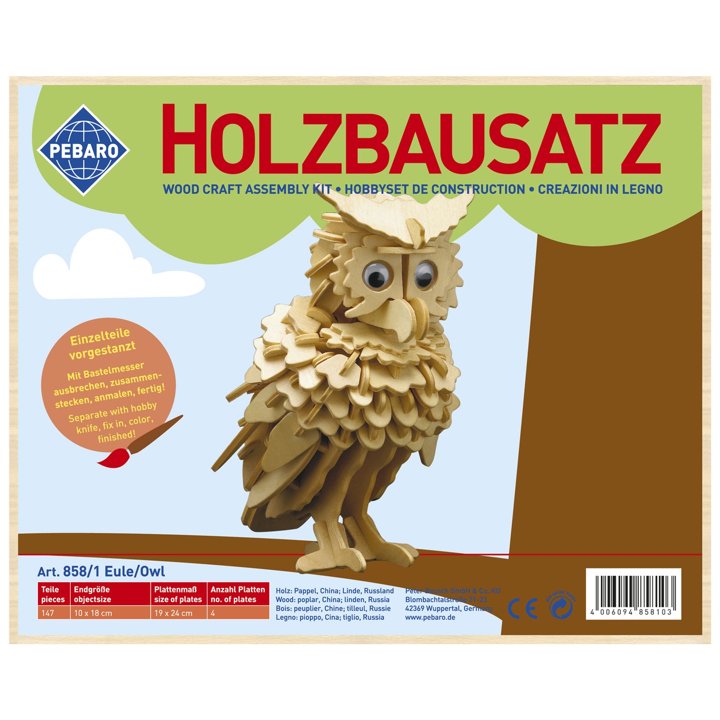 Pebaro Houten Bouwset Uil