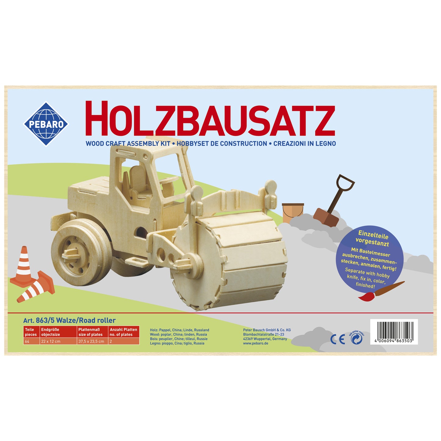 Pebaro Holzbausatz Walze