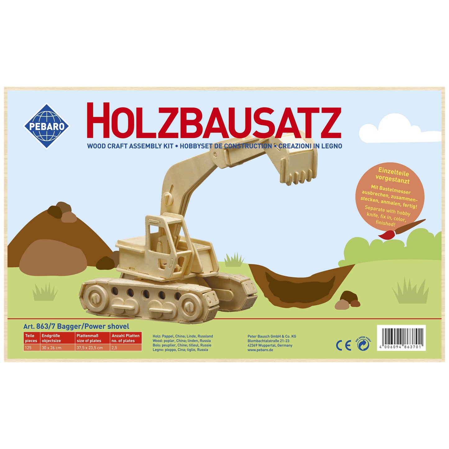 Pebaro Houten Bouwset Graafmachine