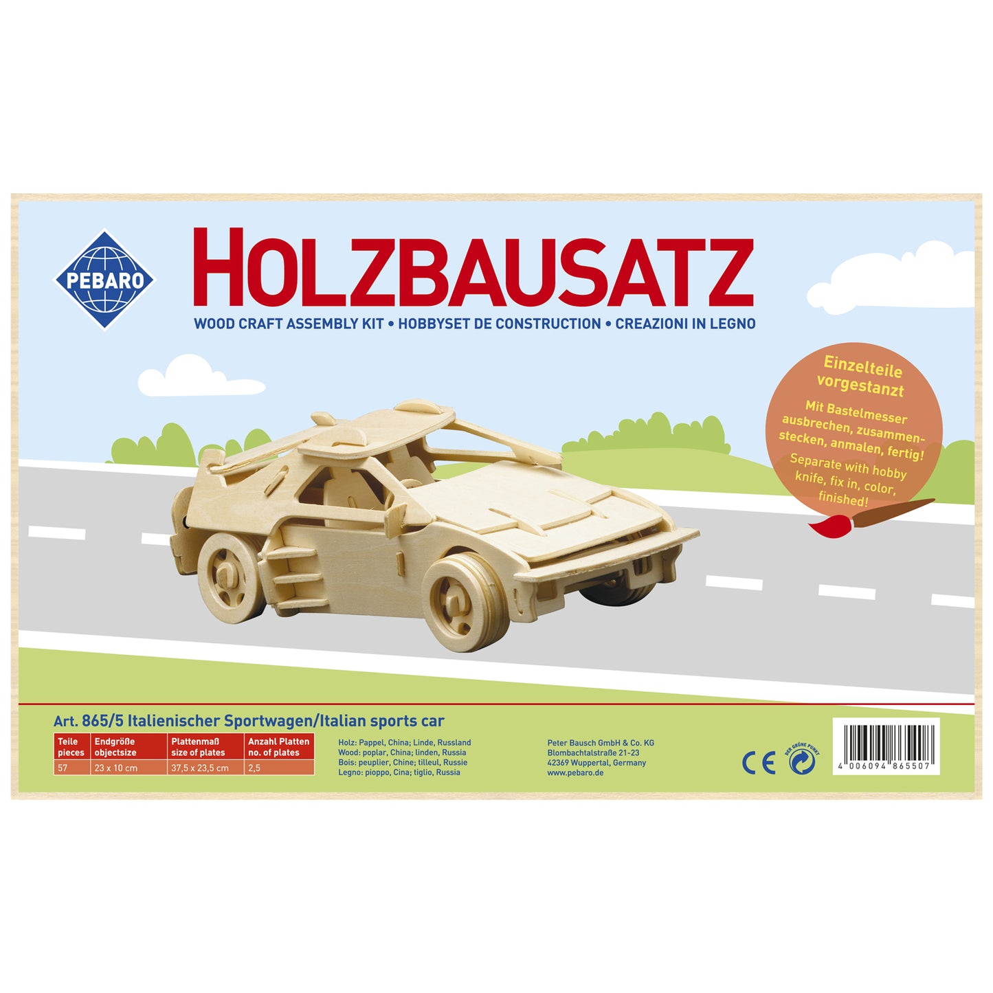 Pebaro Houten Bouwset Italiaanse Sportwagen