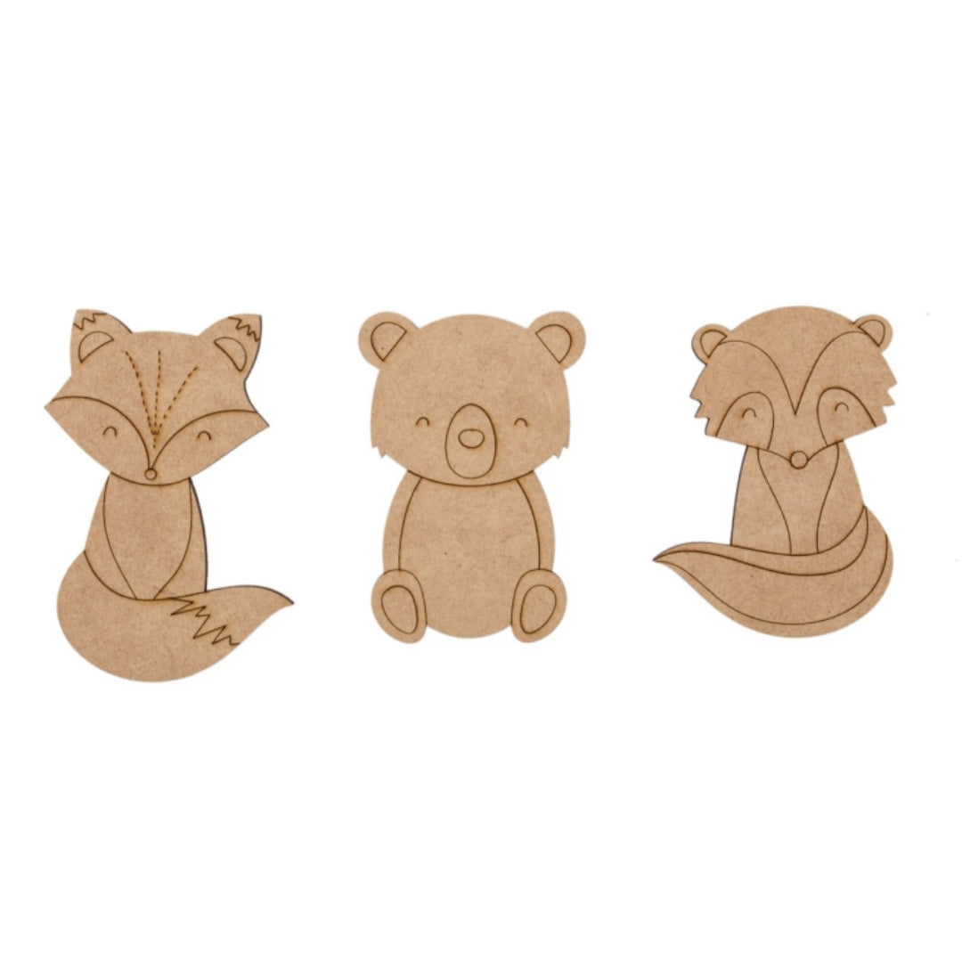 MDF Figuur Bosdieren 10 cm 3 stuks