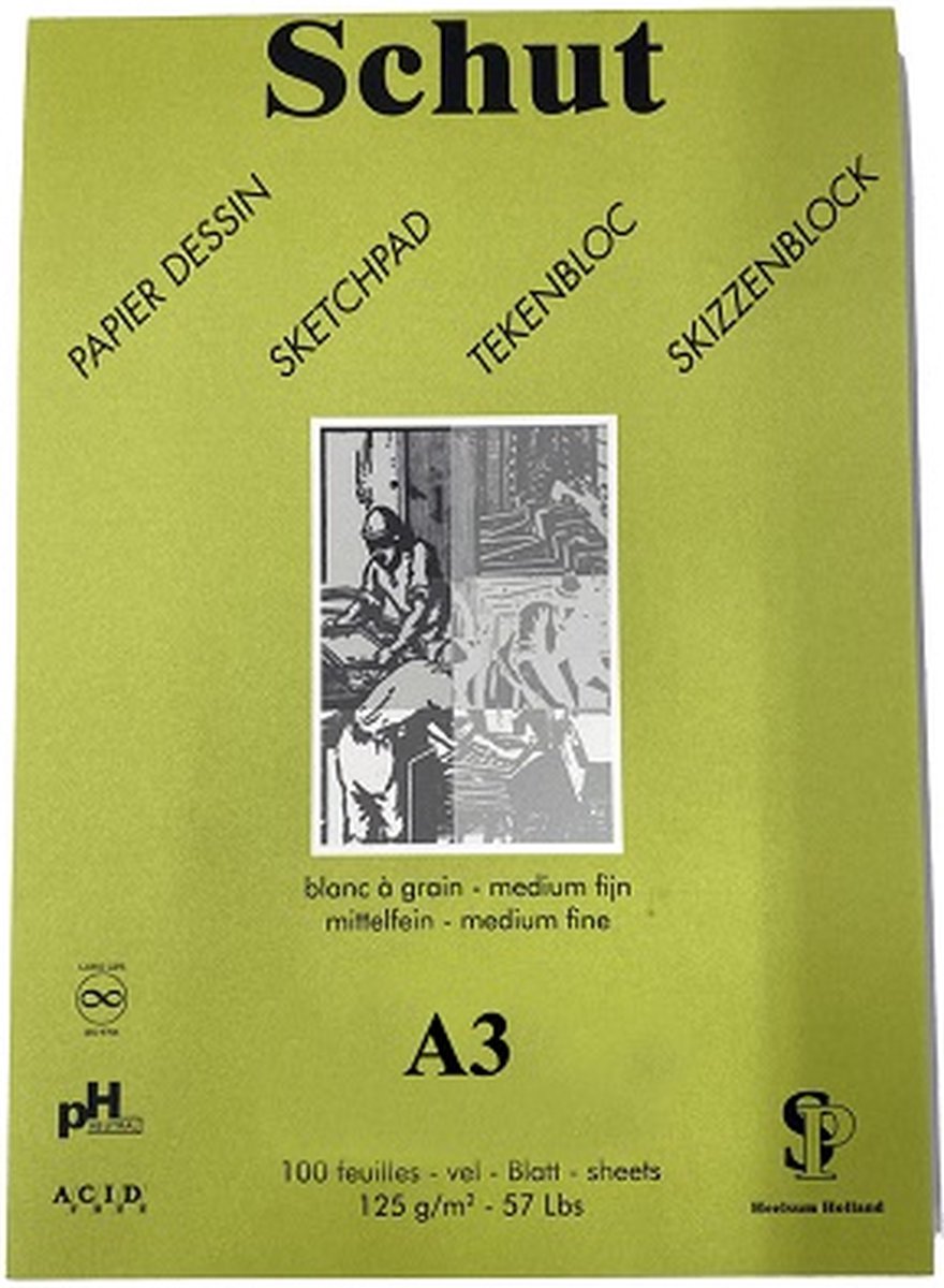 Schut Dessin Groen Tekenblok A3 125gr 100 vel